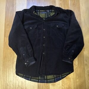 World Island Mens XL Corduroy Shacket Jacket Fleece Lined Blue Plaid Outdoor